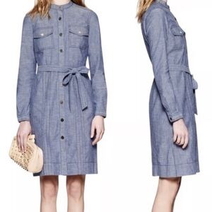 Tory Burch Cora Chambray Stonewashed Long Sleeve Shirt Dress size 4